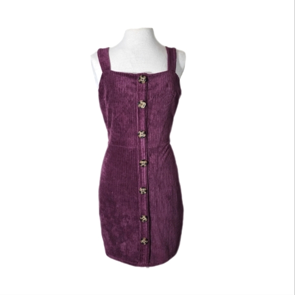 No Boundaries Dresses & Skirts - NOBO Soft Corduroy Button Down Front Sleeveless Dress Purple Size L